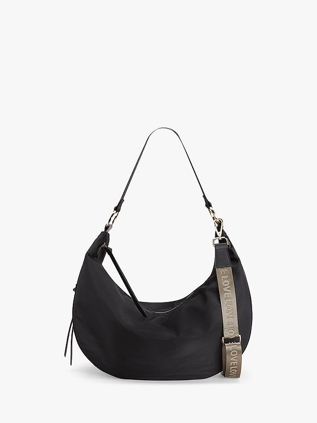 Mint Velvet Nylon Hobo Shoulder Bag, Black at John Lewis & Partners