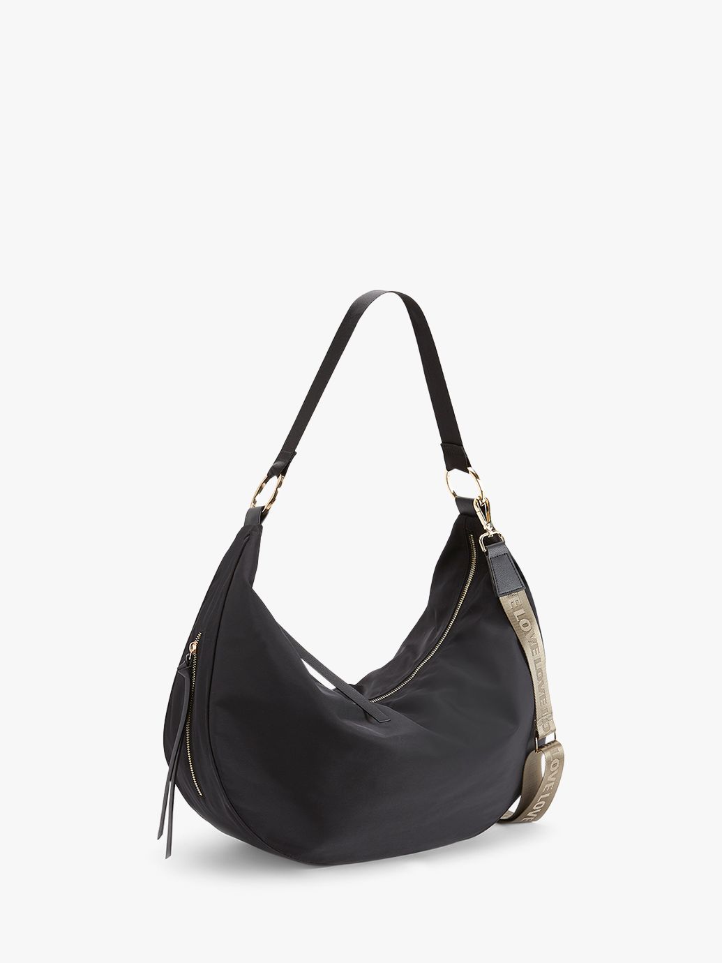 Mint Velvet Nylon Hobo Shoulder Bag, Black