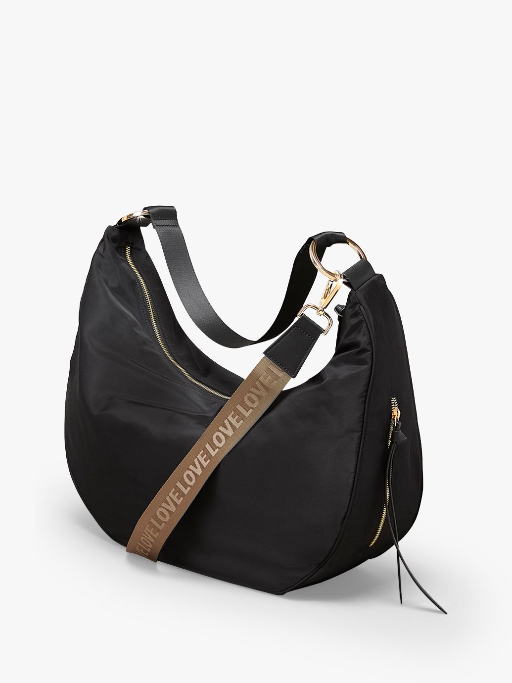 Mint Velvet Nylon Hobo Shoulder Bag, Black at John Lewis & Partners
