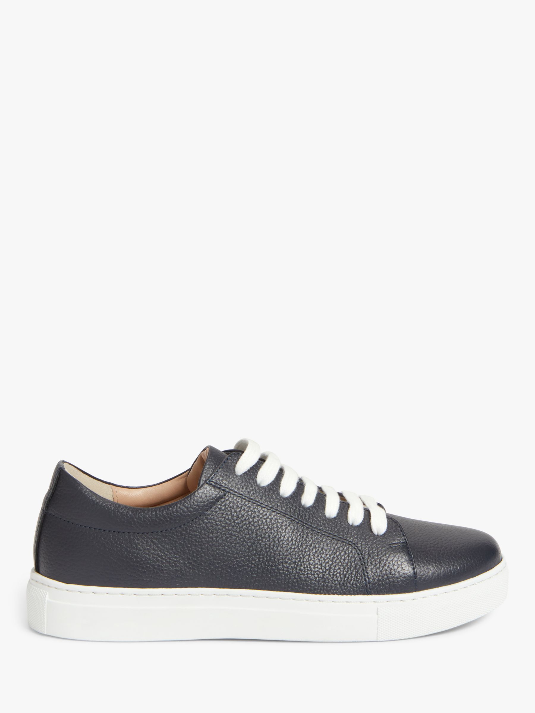 John Lewis Florette Wide Fit Leather Trainers, Navy at John Lewis ...