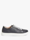 John Lewis Florette Wide Fit Leather Trainers, Navy Milled Lea