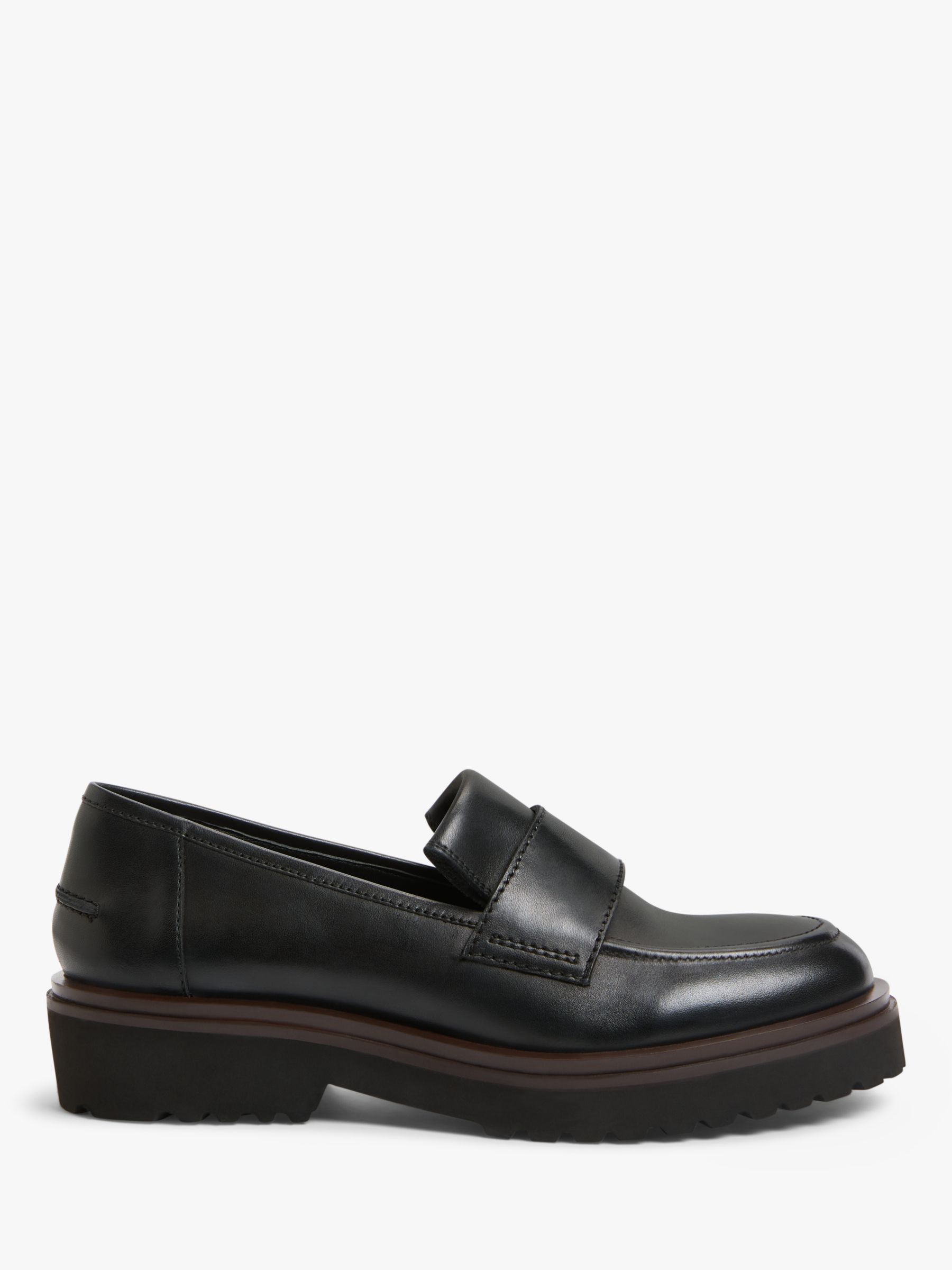Kin Gracie Leather Cleated Sole Loafers, Black at John Lewis & Partners