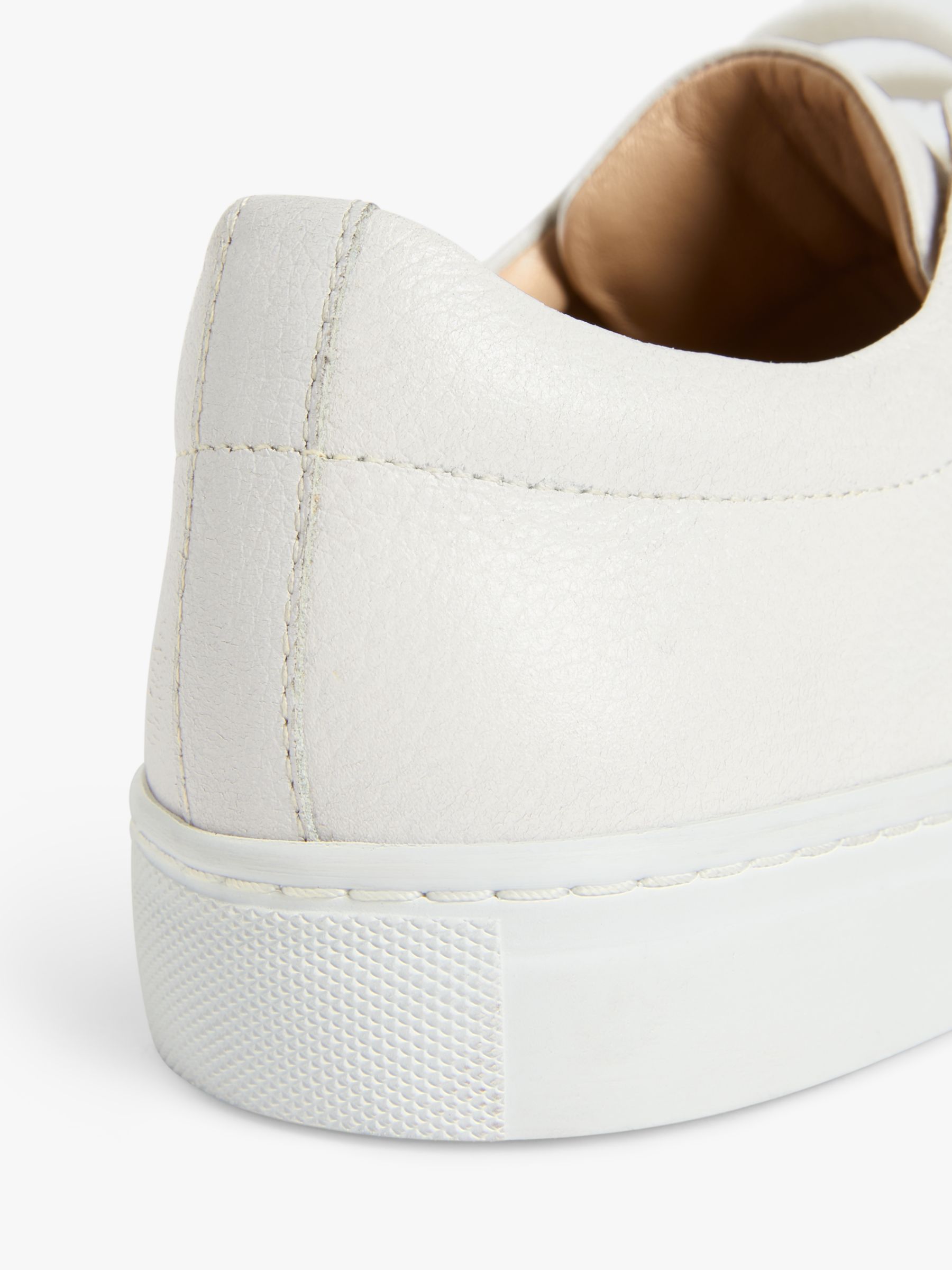 John Lewis Florette Wide Fit Leather Trainers, White, 3