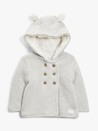 John Lewis Baby Knitted Bunny Hood Pram Jacket