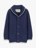 John Lewis & Partners Heirloom Collection Cashmere Blend Cable Knit Baby Shawl Cardigan, Navy
