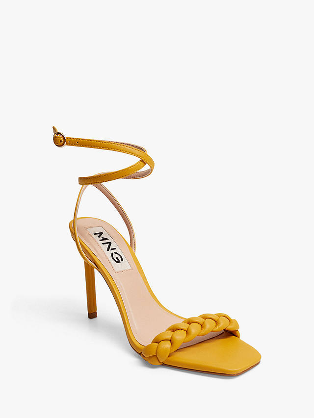 Mango Braided Strap Stiletto Heeled Sandals, Yellow at John Lewis ...