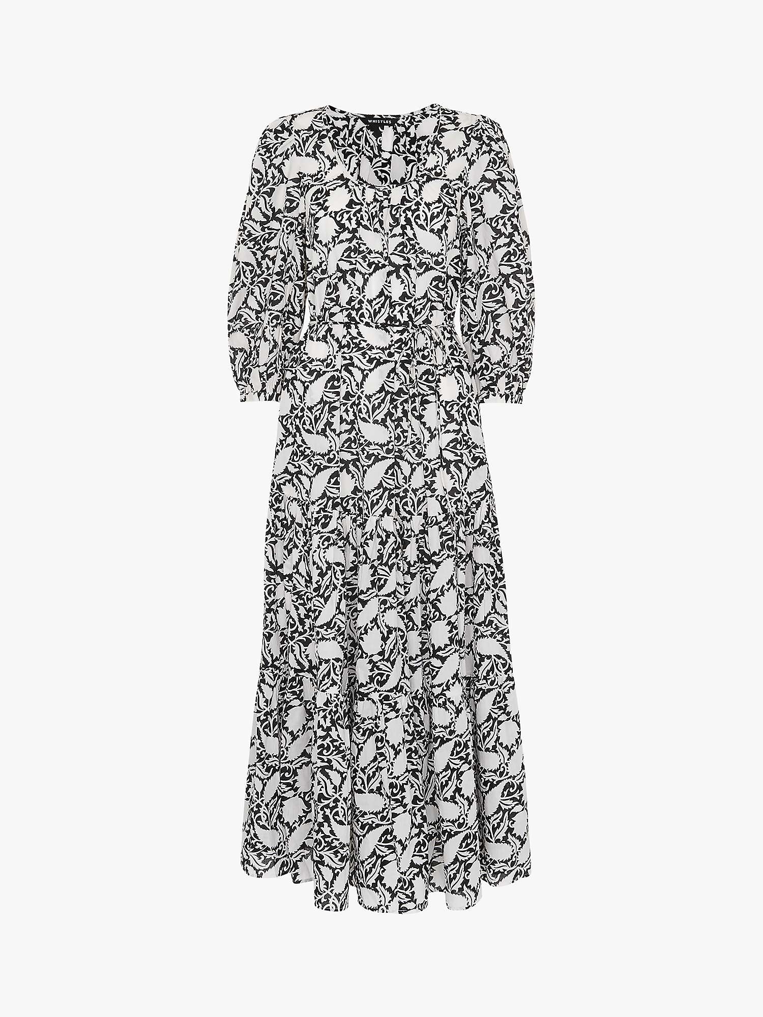 Buy Whistles Floral Print Trapeze Dress, Black/White Online at johnlewis.com