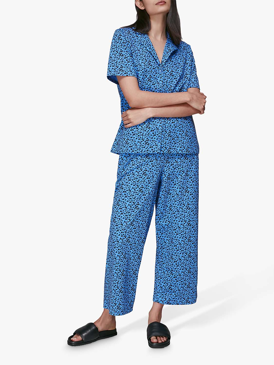 Whistles Brushmark Animal Print Pyjamas, Blue/Multi at John Lewis & Partners
