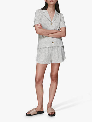 Whistles Linen Short Pyjama Set, Grey Melange