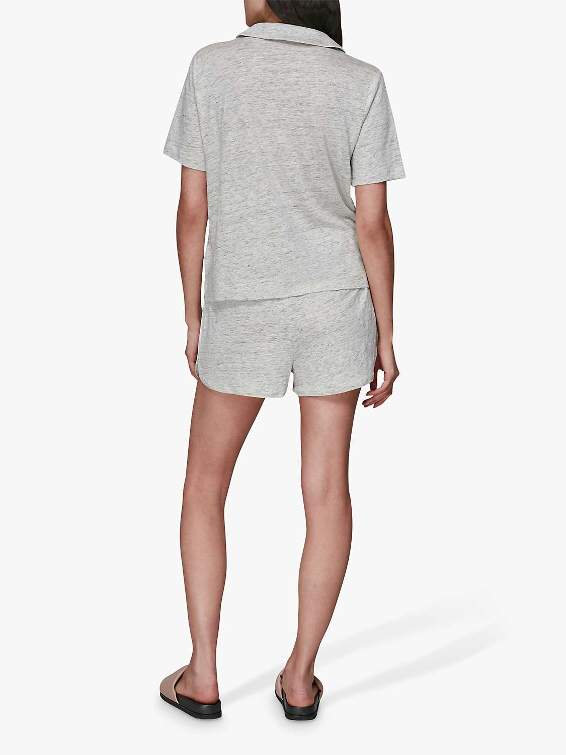 Buy Whistles Linen Short Pyjama Set, Grey Melange Online at johnlewis.com
