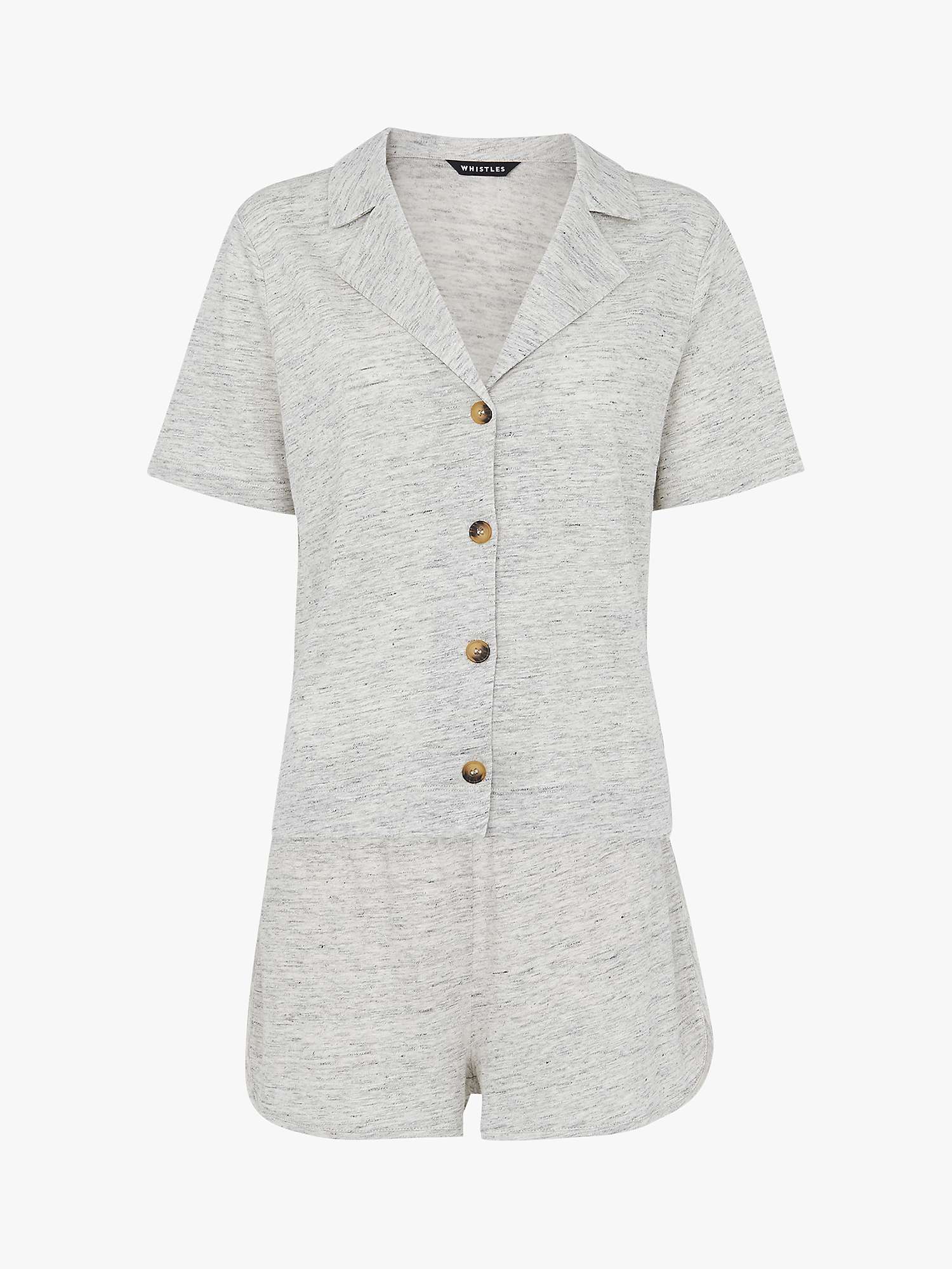 Buy Whistles Linen Short Pyjama Set, Grey Melange Online at johnlewis.com