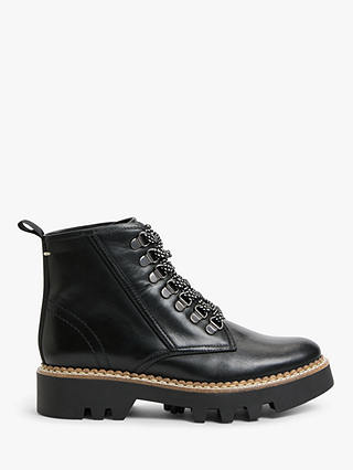 Kin Pinner Leather Lace Up Chunky Boots, Black
