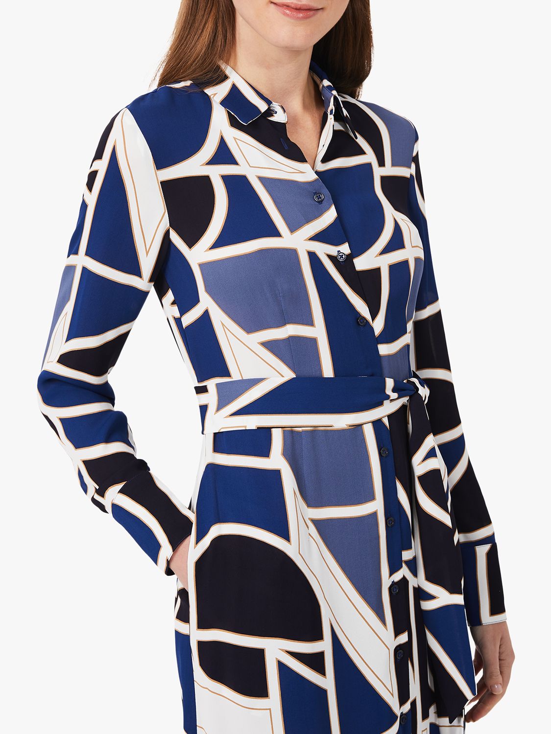 Hobbs Nadine Abstract Midi Dress, Blue/Multi at John Lewis & Partners