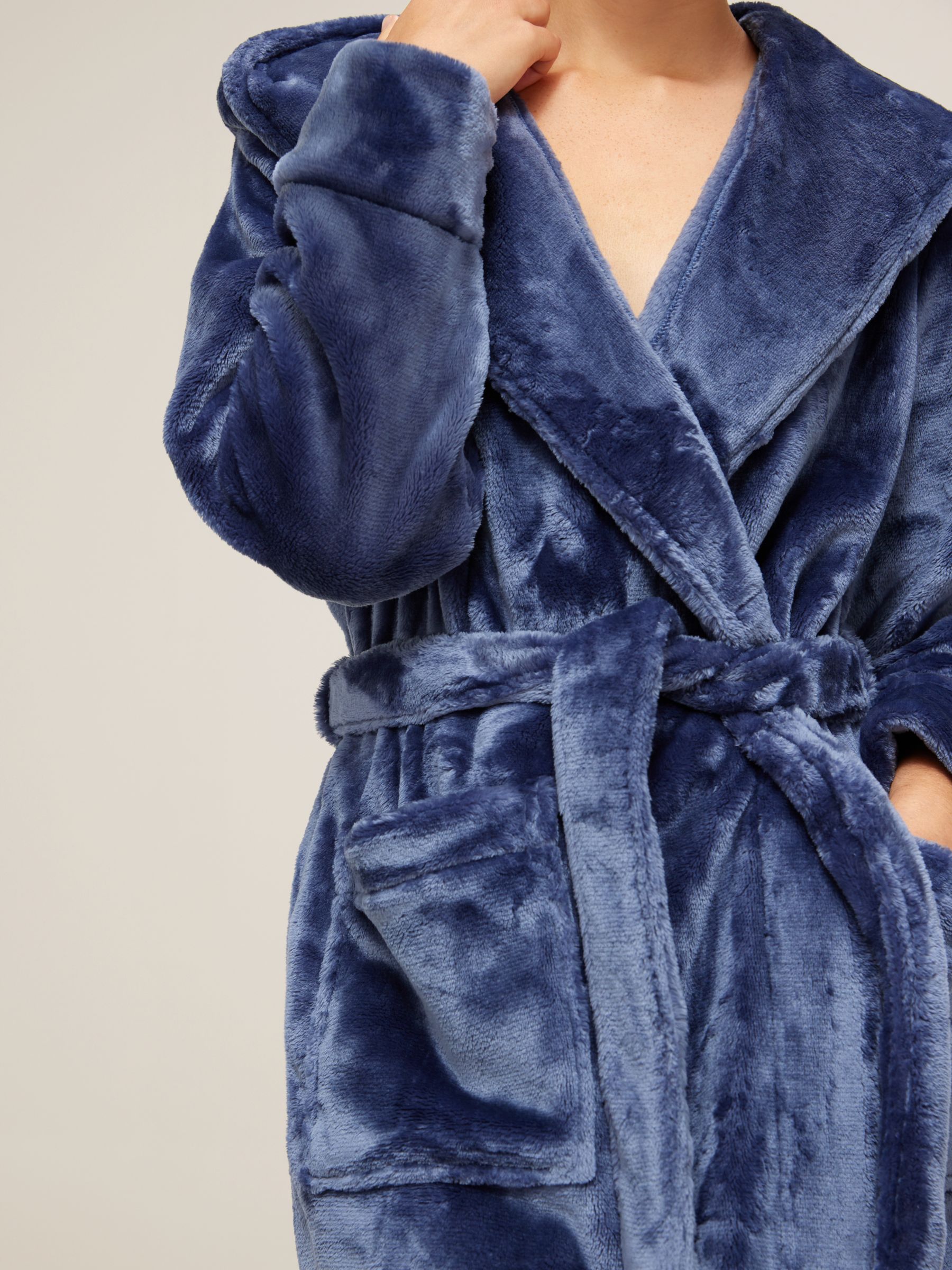 John Lewis Cece Luxury Shimmer Dressing Gown, Blue, S