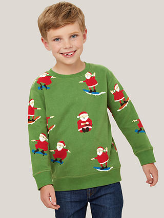 John Lewis Kids' Christmas Santa Sweater, Green