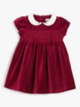 John Lewis Heirloom Collection Baby Velvet Party Dress, Red