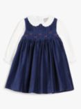 John Lewis & Partners Heirloom Collection Baby Velvet Pinnie Dress and Top Set, Navy