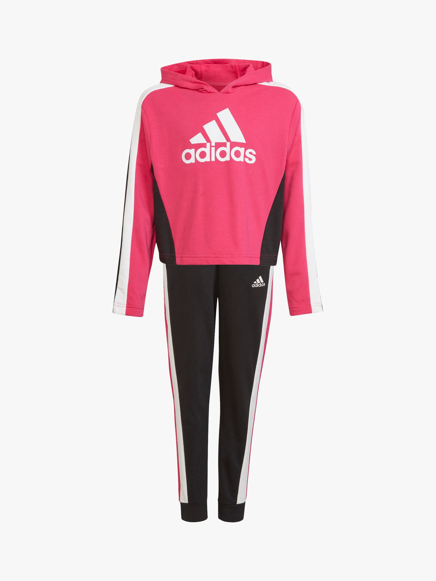 adidas Children's Cropped Hoodie Tracksuit Magenta/Black 11-12 years unisex 70% cotton, 30% recycled polyester