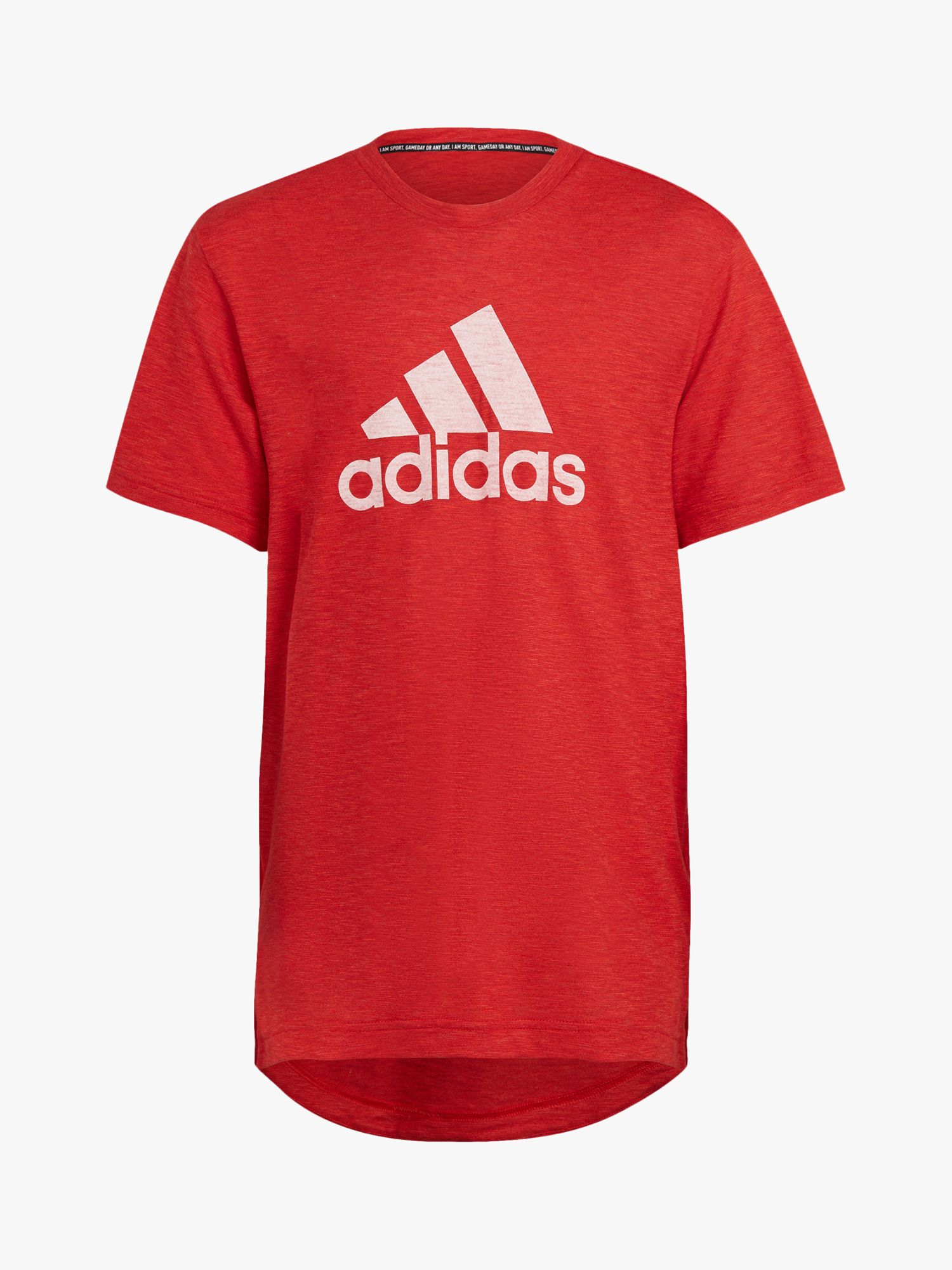 adidas Bos Summer Kids' Logo Graphic Dipped Hem T-Shirt, Vivid Red ...