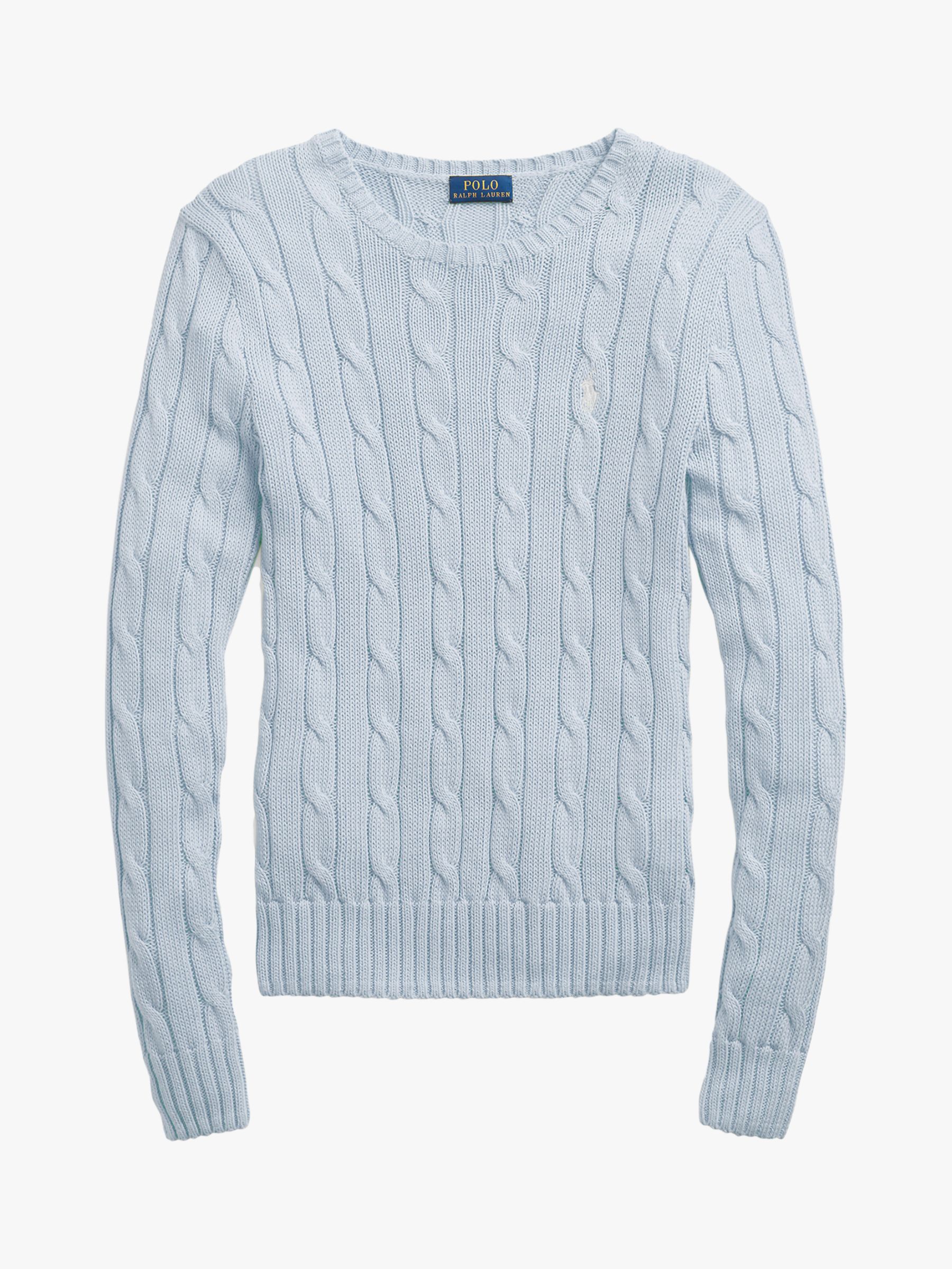 Polo Ralph Lauren Julianna Cable Knit Cotton Jumper, Pale Blue