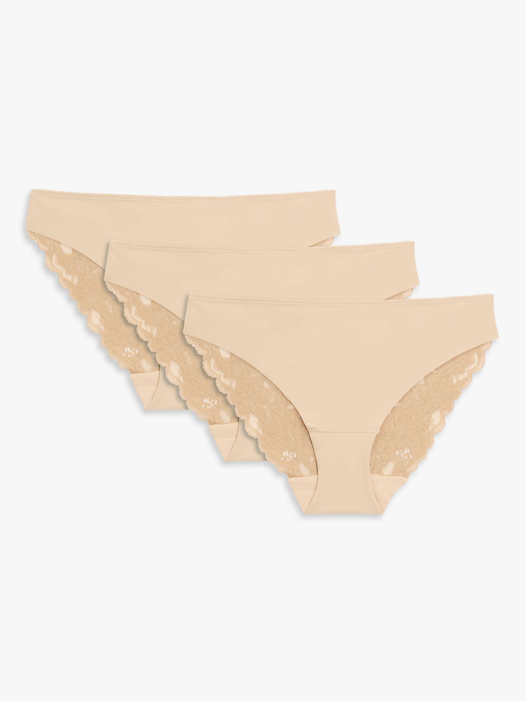 Buy John Lewis ANYDAY Microfibre Lace Bikini Knickers, Pack of 3 Online at johnlewis.com