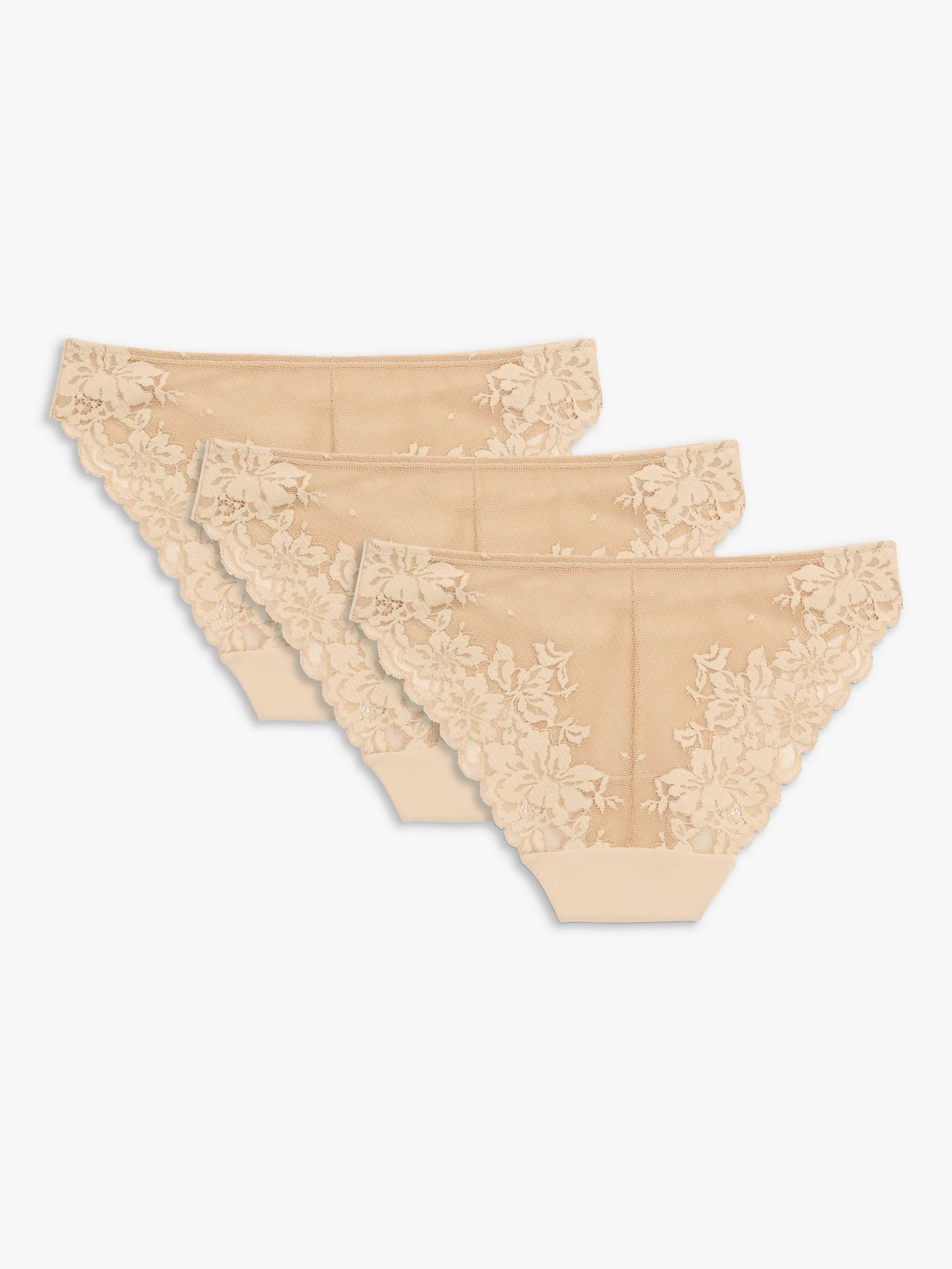 Buy John Lewis ANYDAY Microfibre Lace Bikini Knickers, Pack of 3 Online at johnlewis.com