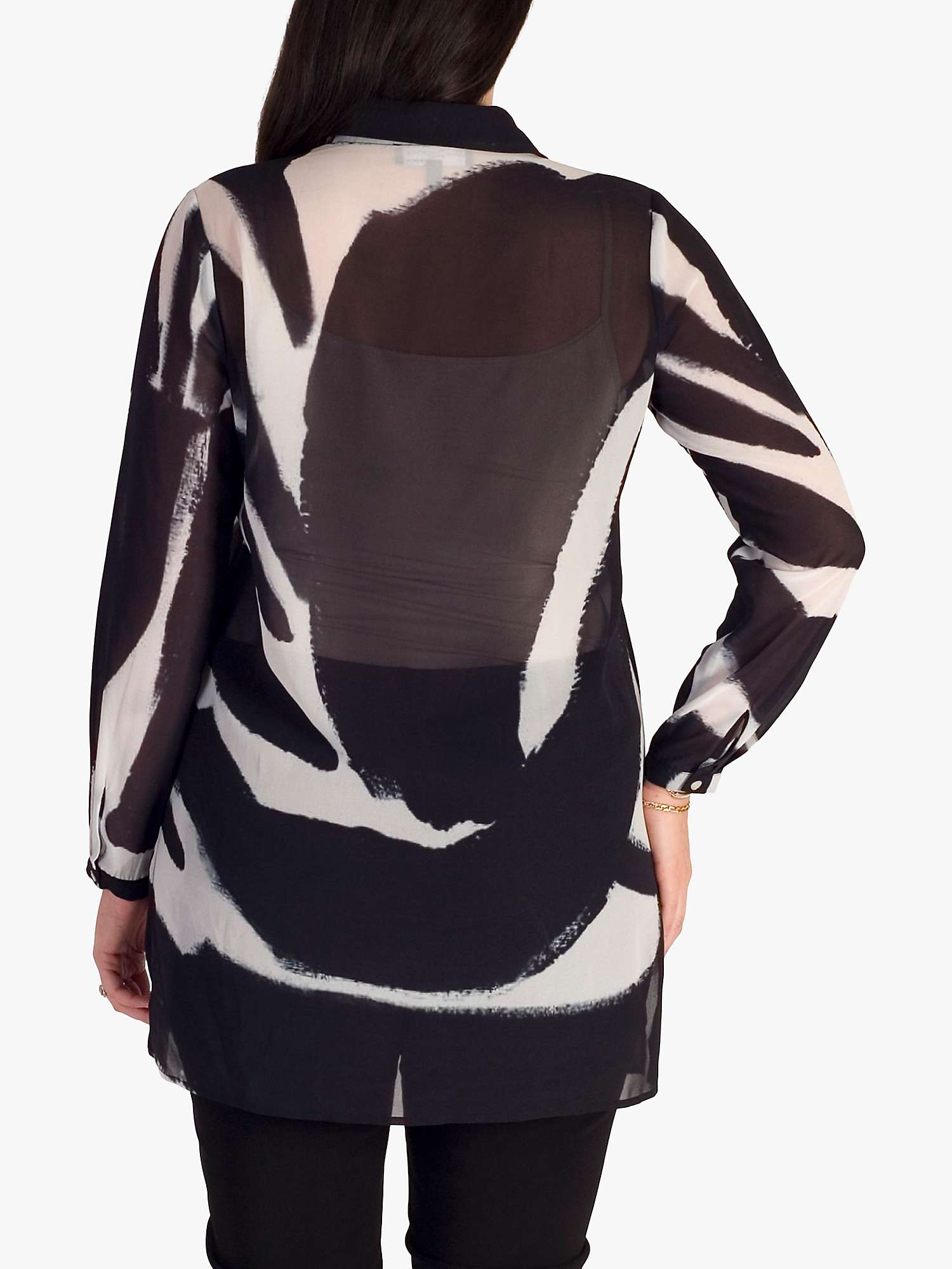 Buy chesca Brushstroke Print Long Sleeve Chiffon Shirt, Black/White Online at johnlewis.com