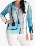 chesca Abstract Sky Print Zip Front Hoodie, Pale Blue/Grey