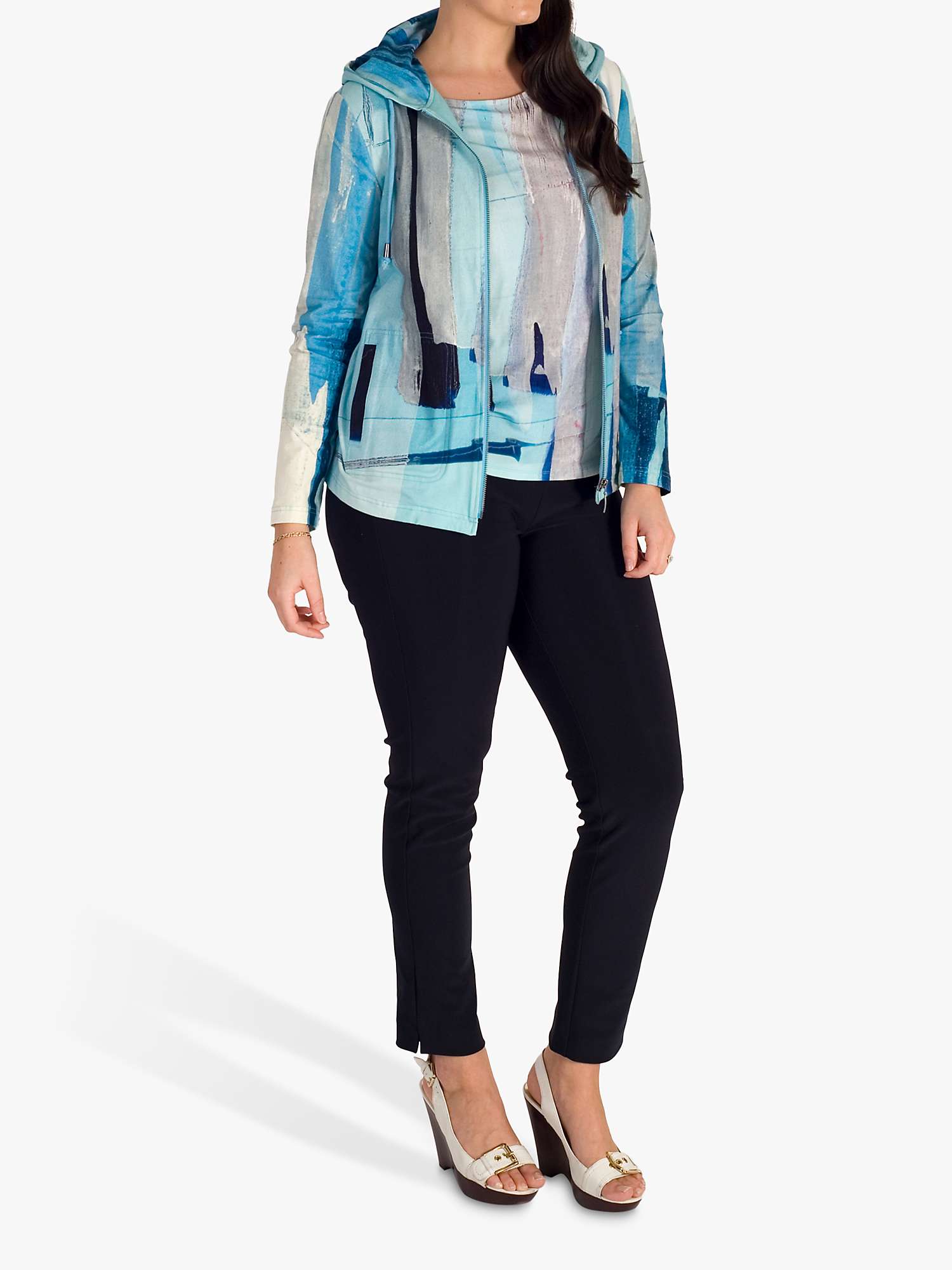 Buy chesca Abstract Sky Print Zip Front Hoodie, Pale Blue/Grey Online at johnlewis.com