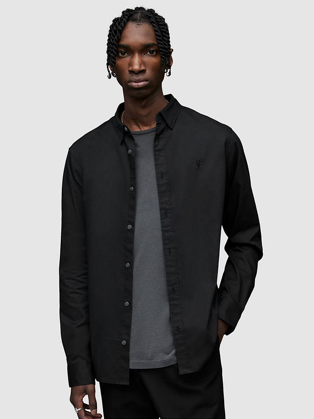AllSaints Hawthorne Cotton Shirt, Black