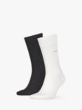Calvin Klein Flat Knit Cotton Socks, Pack of 2, Black/White