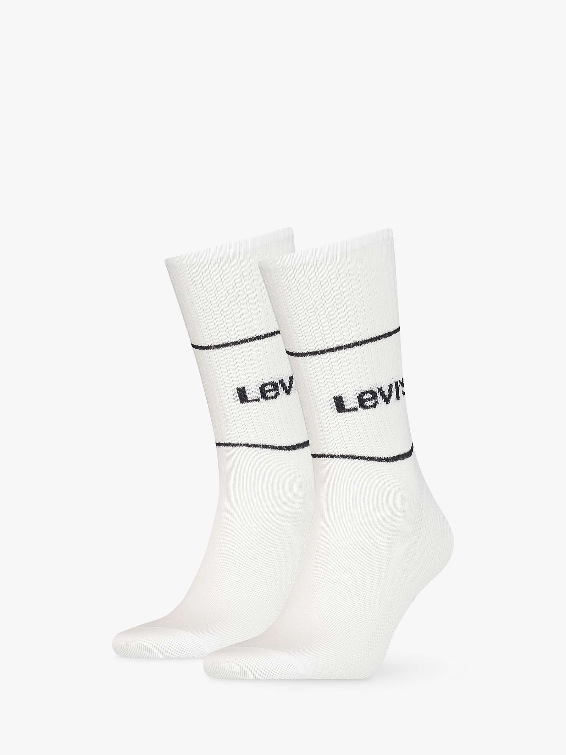 Levi's Regular Cut Logo Socks, Pack of 2, White at John Lewis & Partners