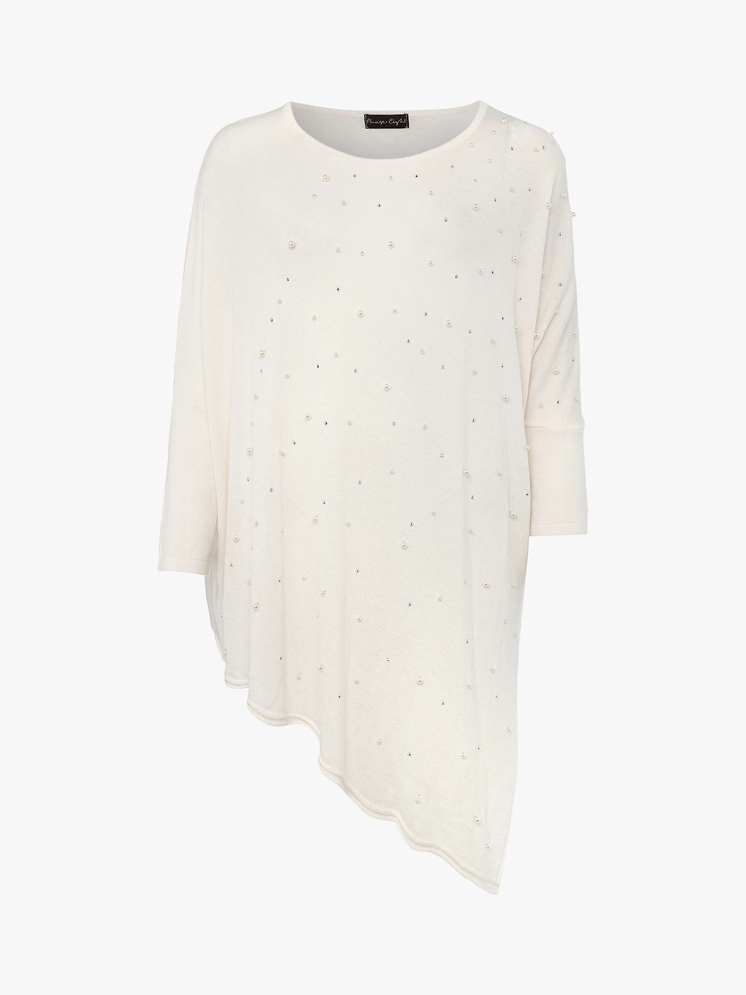 Phase Eight Patricia Pearl Embellished Asymmetric Knit Top, Ivory at ...