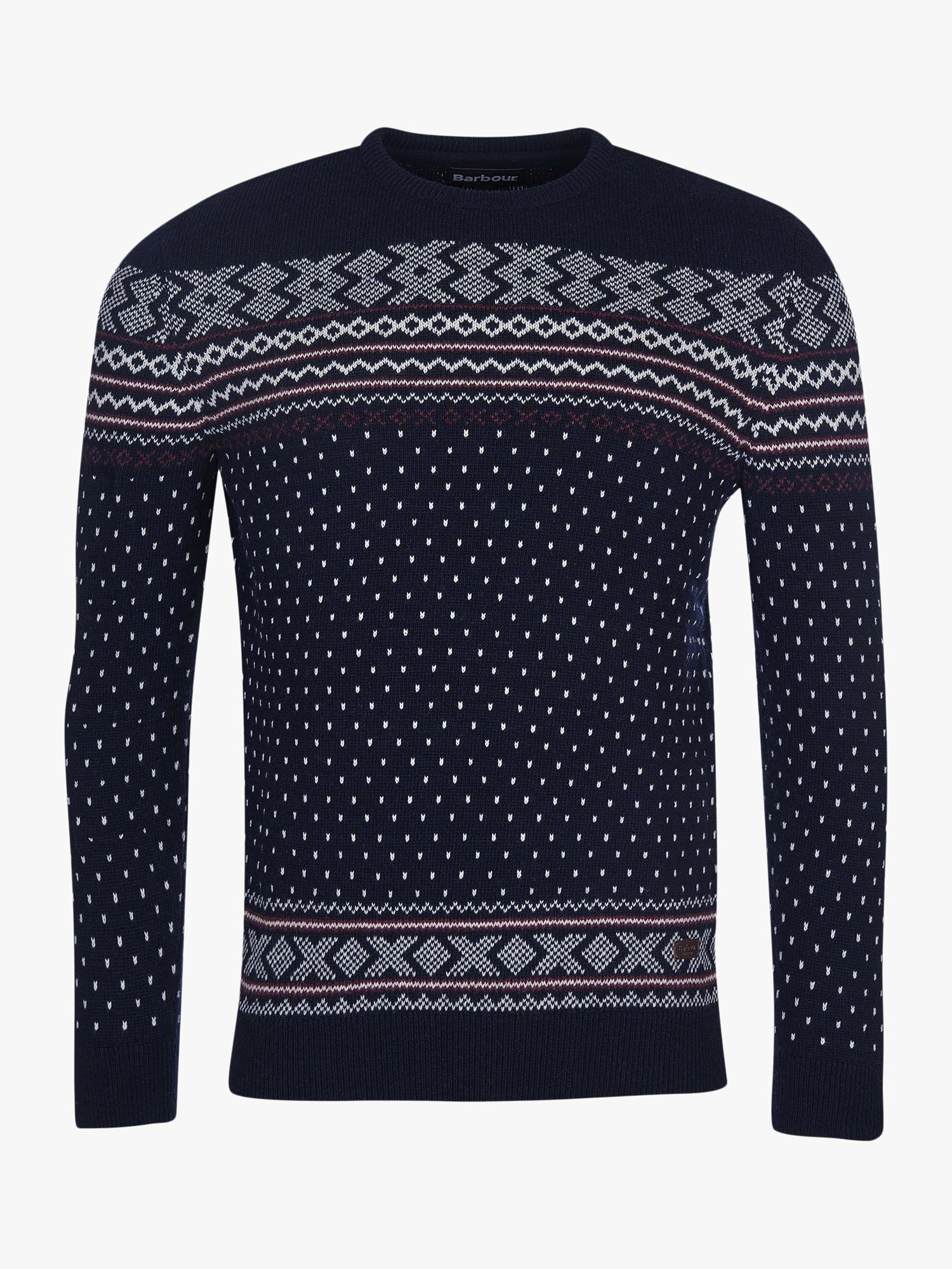 Barbour Fair Isle Wool Jumper, Navy at John Lewis & Partners