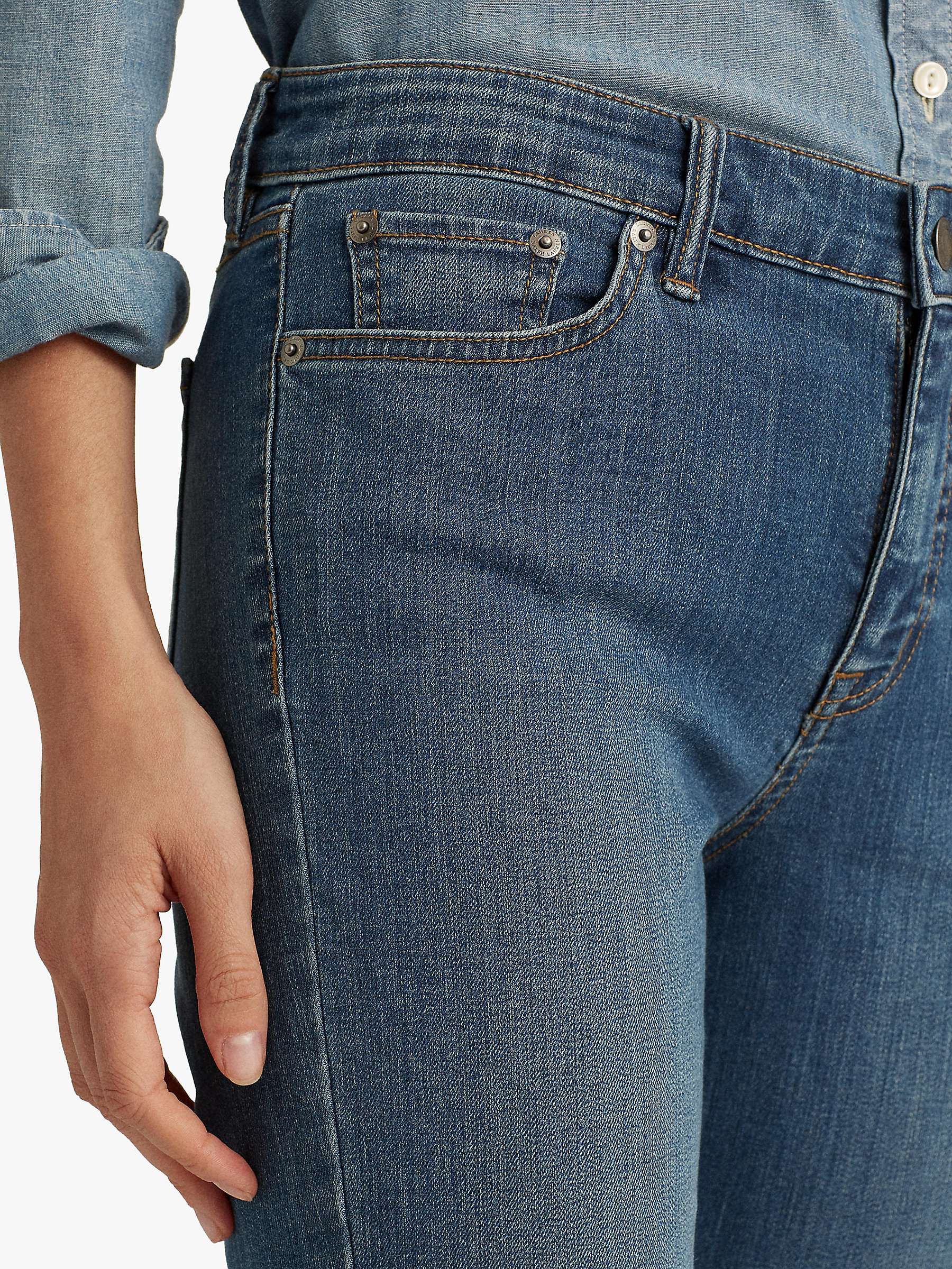 Buy Lauren Ralph Lauren Premier Mid Rise Straight Leg Jeans, Ocean Blue Wash Denim Online at johnlewis.com