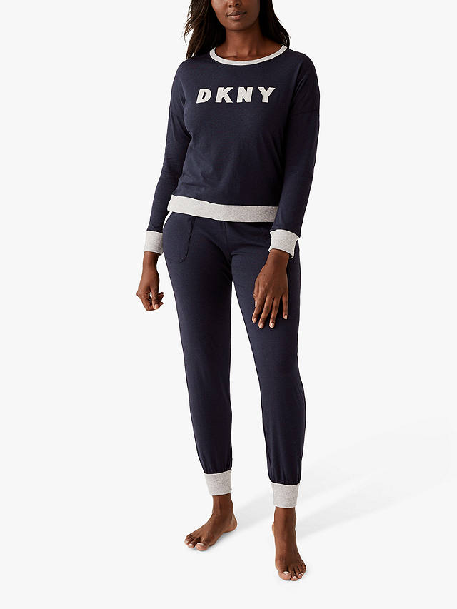 DKNY Signature Logo Joggers Pyjama Set, Navy