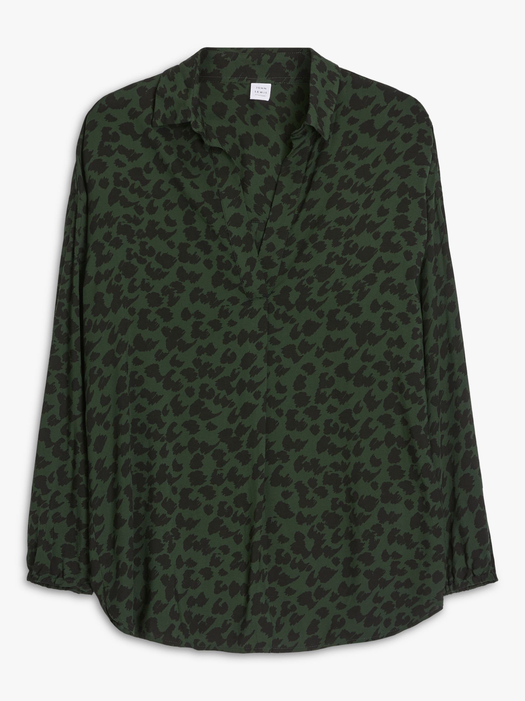 John Lewis & Partners Animal Print Tunic, Green/Black