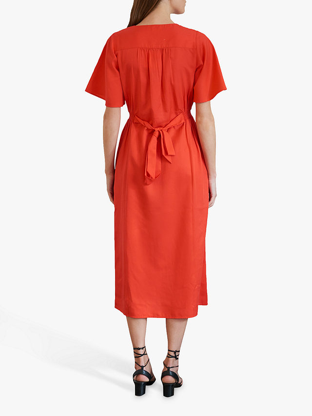 Great Plains Yelena Short Sleeve Midi Dress, Scarlet, 6