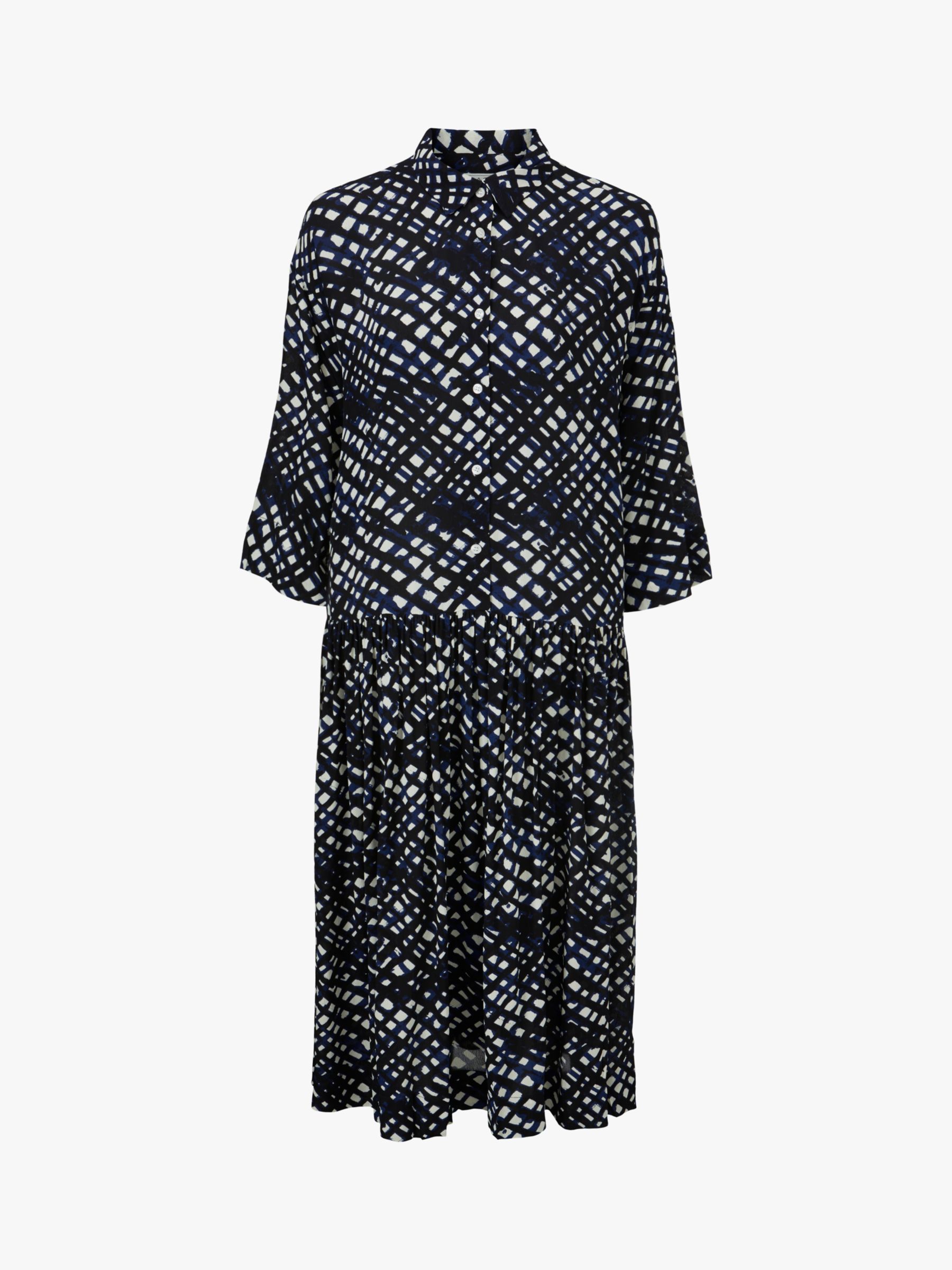 Masai Copenhagen Nanetti Abstract Check Shirt Dress, Medieval Blue at ...