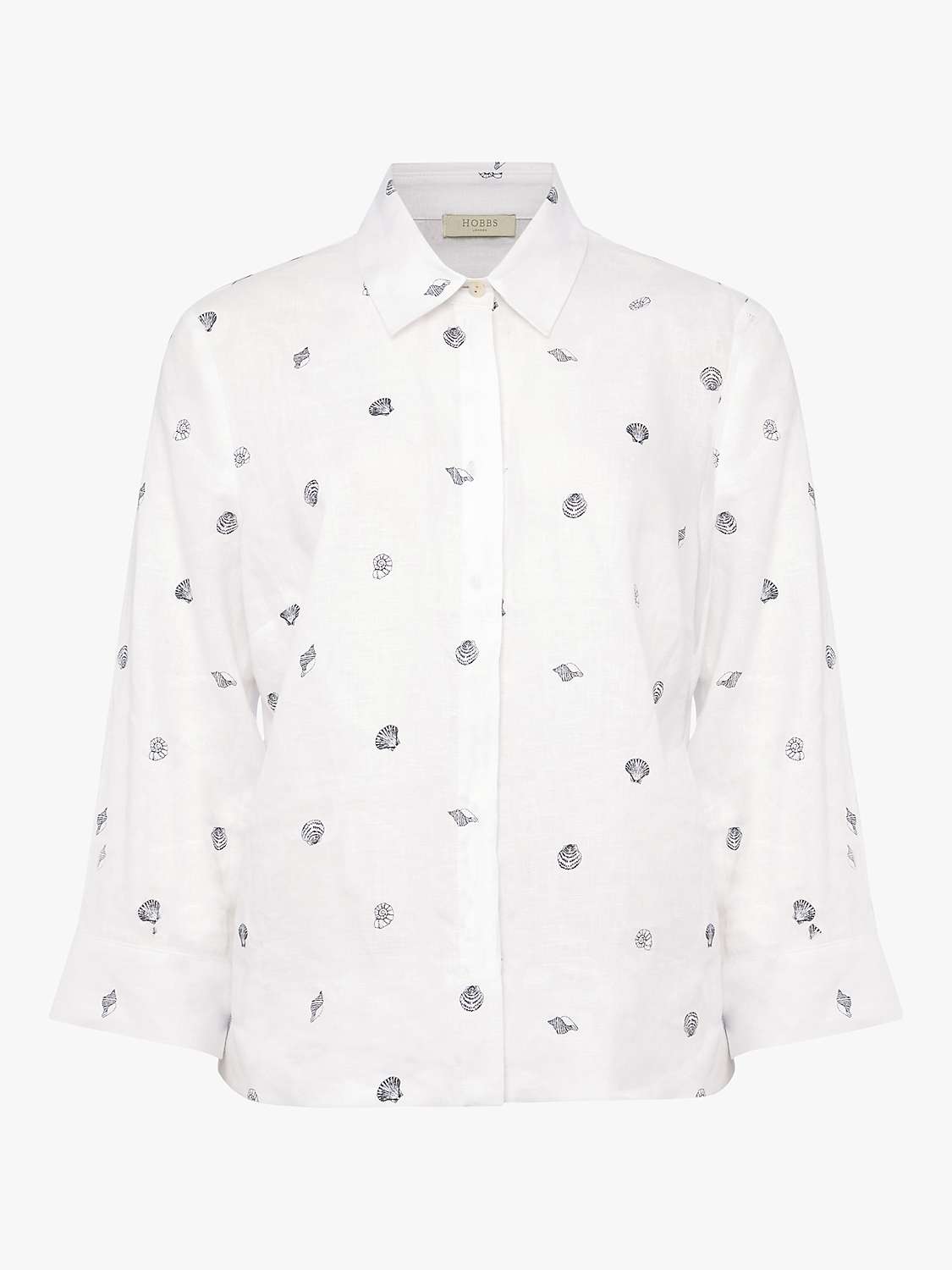 Buy Hobbs Nita Boxy Seashell Shirt, White/Navy Online at johnlewis.com
