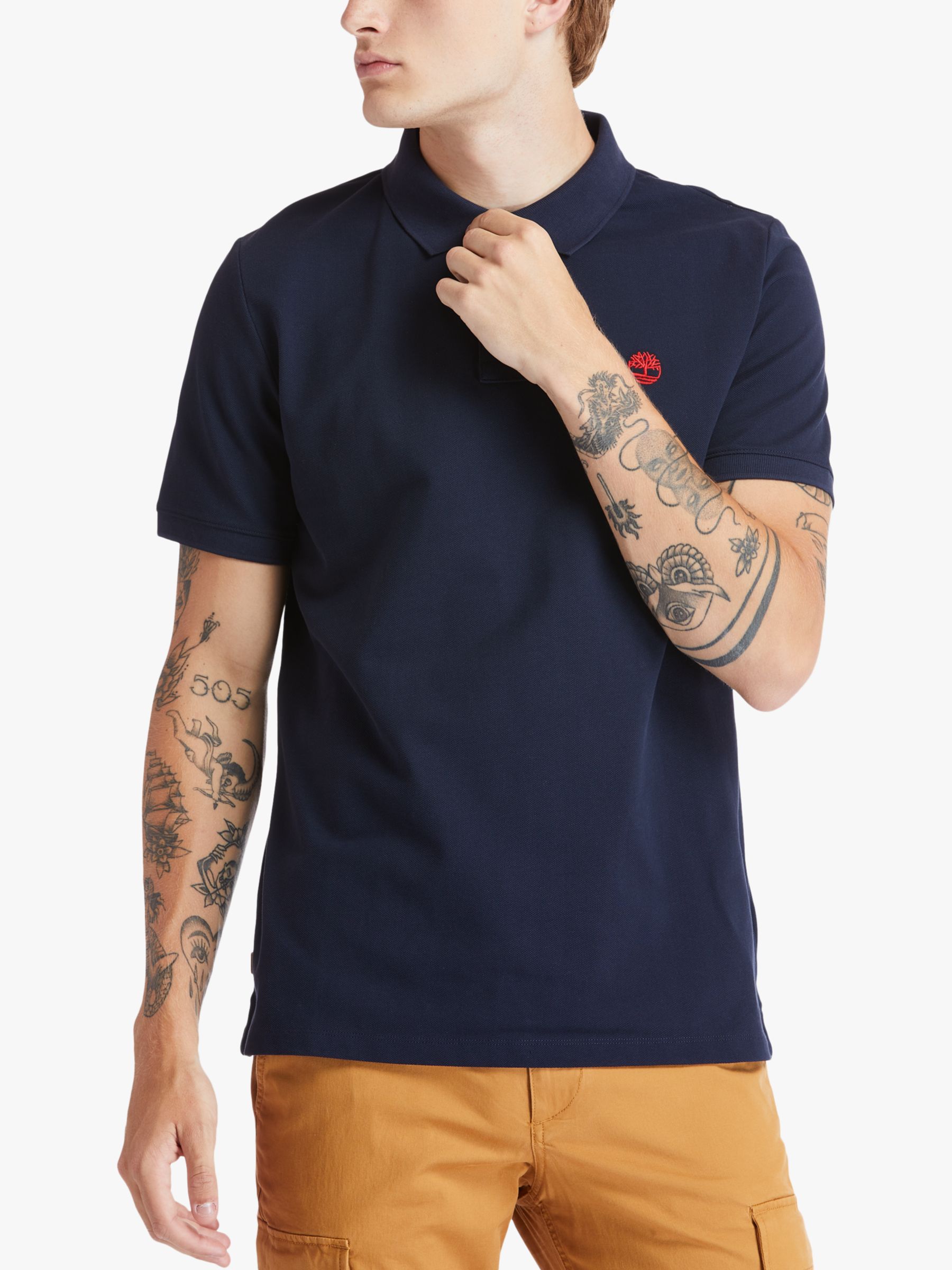 Timberland Embroidered Logo Short Sleeve Polo Shirt, Dark Sapphire, S
