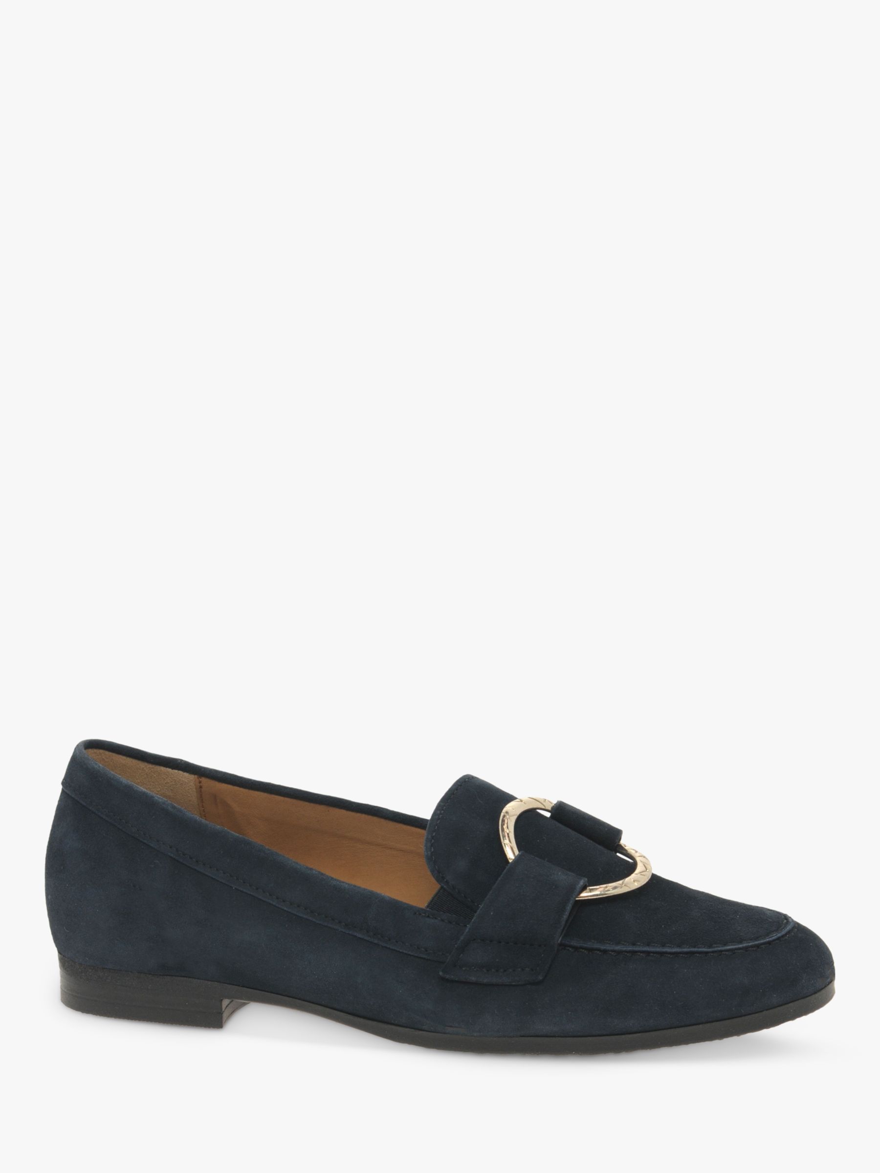 Gabor Cheers Wide Fit Suede Loafers, Navy at John Lewis & Partners
