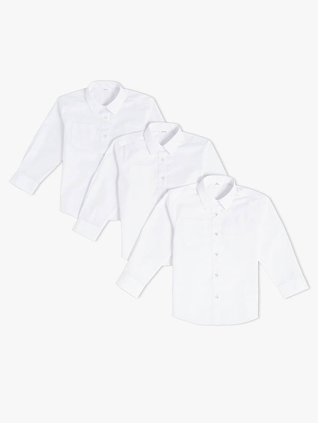John Lewis ANYDAY The Basics Long Sleeved Shirt, Pack of 3