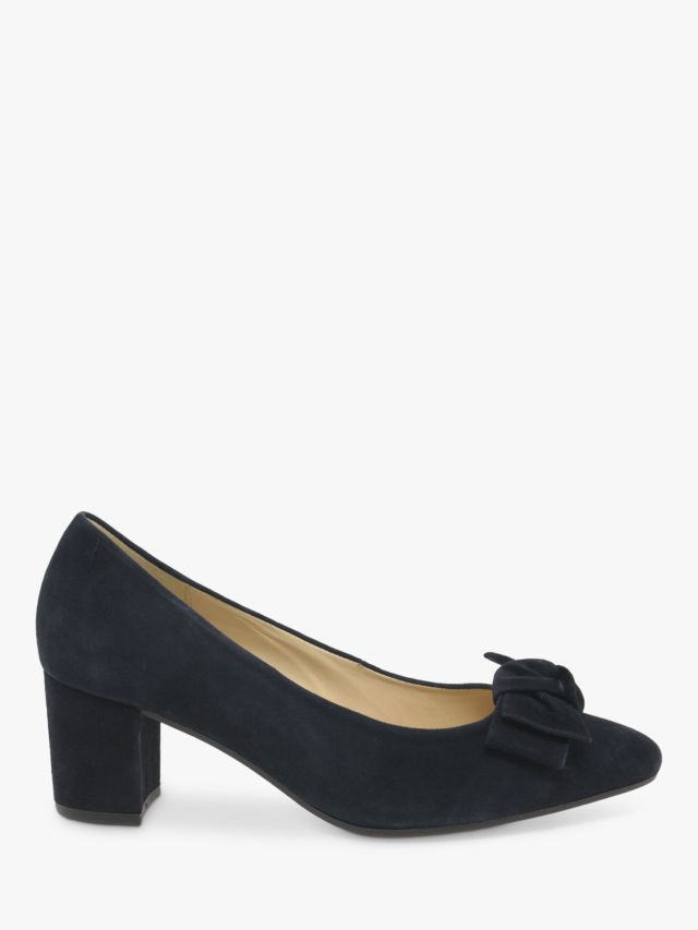 Gabor Kesh Suede Bow Detail Court Shoes, Navy, 3