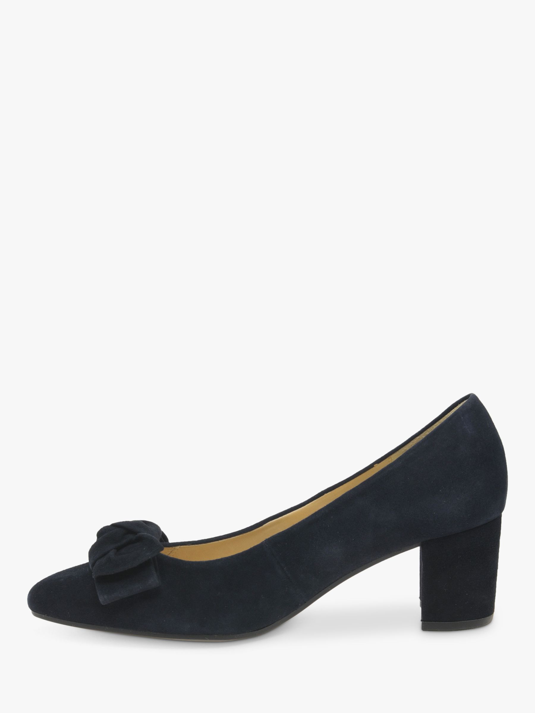 Gabor Kesh Suede Bow Detail Court Shoes, Navy at John Lewis & Partners