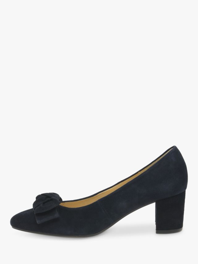 Gabor Kesh Suede Bow Detail Court Shoes, Navy, 3