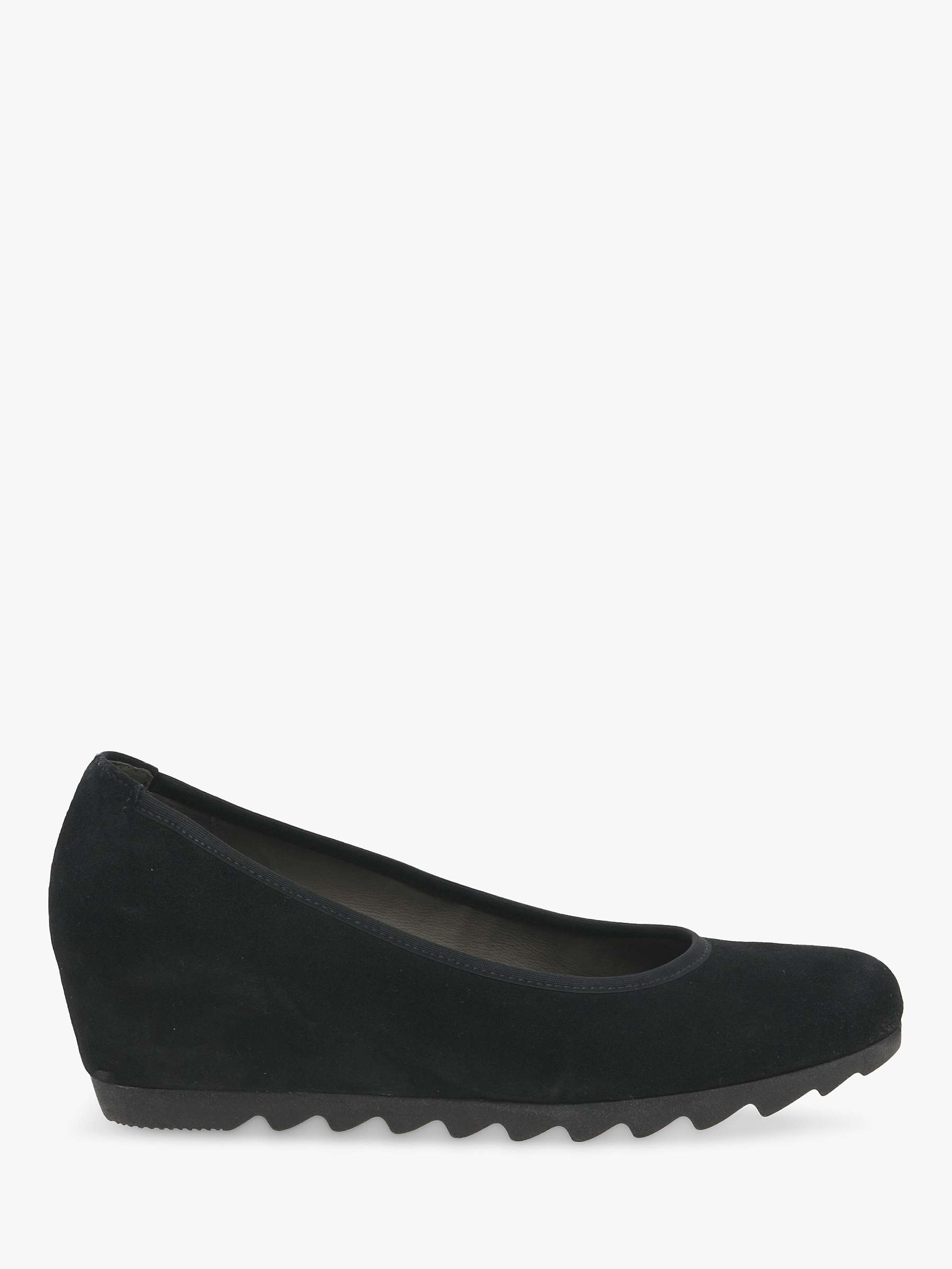 Request Suede Wedge Court Shoes, Black at Lewis & Partners