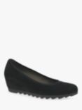 Gabor Request Suede Wedge Court Shoes, Black