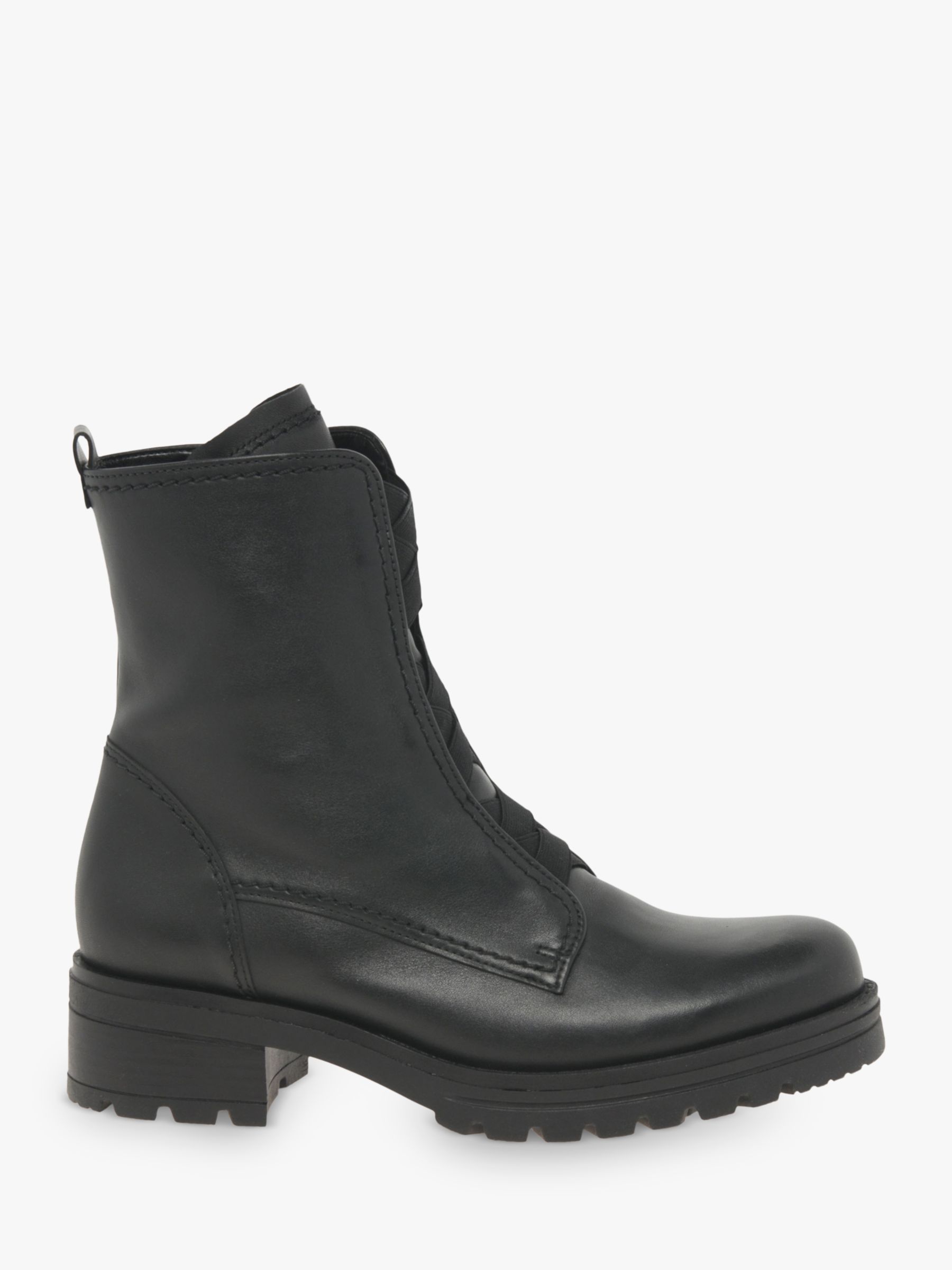 Gabor Sea Wide Fit Leather Biker Boots, Black at John Lewis & Partners