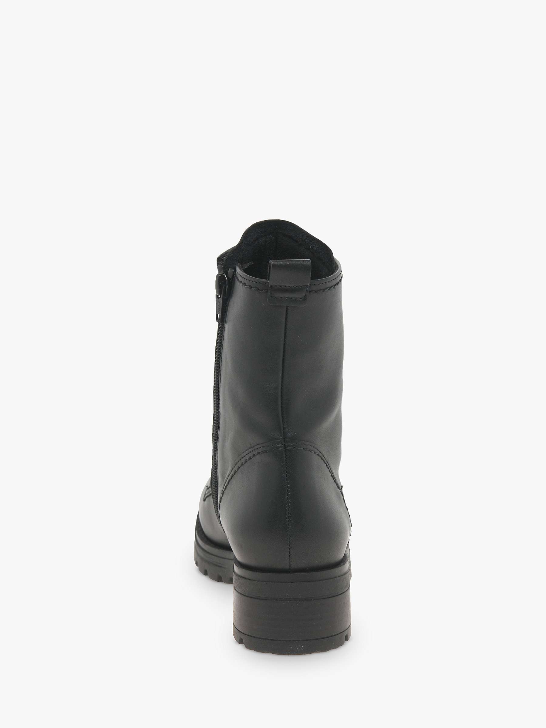 Gabor Sea Wide Fit Leather Biker Boots, Black at John Lewis & Partners